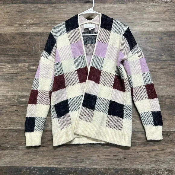 Heartloom Sweaters - Heartloom Plaid Patchwork Cardigan Sweater - Multicolor